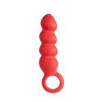 Herringbone made of red silicone with 4 links, a restrictive base in the form of a ring. The functional length of the stimulator is 10 cm, the diameter is from 2 to 3.5 cm.