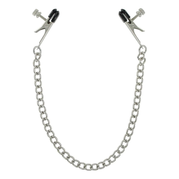 Nipple clamps with chain, comfortable to wear, not easy to fall off. Just clamp the cloth parts with external clips on both sides and tighten the screws, very convenient to use. Nipple clamps not only can be used to flirt and stimulate nipples, but also to massage nipples and promote breast blood circulation. You can adjust the tension or loose to your needs. This body nipple clamp is portable and easy to store.