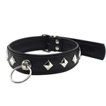A collar with a difference, black and super sexy with metal diamond shaped studs and an o-ring should you choose to attach a leash to the collar for extra pizzazz! Adjustable to fit most.