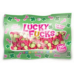 This bag of Lucky Fucks Candy is tasty and hilarious, making it the perfect treat to snack on at your bachelorette party! This bag of hard candy contains a mix of pink penises and green shamrocks. 