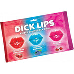Pucker up and get ready to suck with the great tasting "Dick Lips" edible cock rings! Made from great tasting fruity flavored gummy candy. Super stretchy fun one size fits all, 3 great tasting flavors! Swallow Me Strawberry, Blow Me Blueberry, and Tickle Me Cherry.