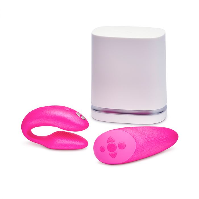 Pink - We-Vibe Chorus Squeeze Remote was designed with the most natural human response in mind. With a touch sensitive, squeeze remote control designed to be activated and controlled based on the tightness of your squeeze, you no longer have to worry about small button control. 100% Waterproof. USB rechargeable. Remote control and We-connect control with your smartphone no matter the distance. You can connect more than one We Vibe toy on your app and let the games begin.