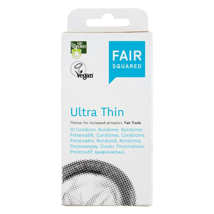 Fair Squared ultrathin condoms are thinner for increased sensation, these real feel condoms are wet and transparent with a reservoir tip.