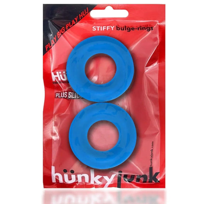 Hunkyjunk Stiffy Cock Ring Set of 2 - Blue
