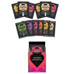 Includes: 6x (3ml) Oil Of Love Single-Use Sachets - Delicious flavored, warming water-based body topping. Assorted flavors. 6 (3 ml) Divine Nectars Single-Use Sachets - Delightfully slippery, water-based flavored body glide & lube. Assorted flavors.
