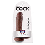 King Cock 8inch Dildo with Scrotum - Dark