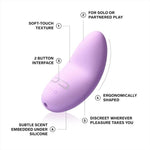 Lavender Lelo Lily 2 comes with a manual, Lelo water based lube 5ml sachet, charging cord, satin storage pouch and Lelo warranty card.