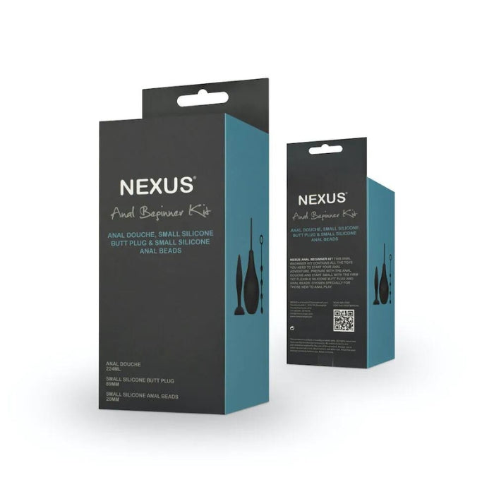 This Nexus Anal Beginner Kit is a quality kit of small anal products for beginners to anal play. It contains a small butt plug, small anal beads and an anal douche. Simple to use, the perfect way to tip your toes into anal stimulation. Beads and plug are made of silicone, rubber douche has a small plastic insertion tip