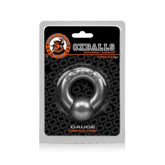 Now, you can add some steel to your meat without having to worry about any needles or rough rigid metals…introducing, the GAUGE cockring. it’s made from our new SuperFLEXtpr™ so it’s super squishy and blubbery to the touch. The soft, thick ball on the underside doubles as a pressure point that can be worn on top of your penis or snug under your scrotum for a bigger erection. Width: 6.35 cm, Depth: 1.27 – 2.54 cm, Outer circumference: 17.78 cm, Inner Circumference: 8.26 cm.