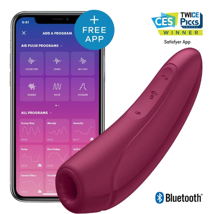The Satisfyer Curvy 1+ is a revolution among Satisfyer vibrators. This little gem not only offers an exciting combination of intense pressure waves and varied vibration programs, but you can also control it with a compliant app with high privacy. is compatible with the free Satisfyer App and is available on iOS and Android. Simultaneous stimulation of the clitoris using pressure waves and vibrations Thanks to its waterproof (IPX7) finish, this toy can be used safely in the water and is easy to clean.