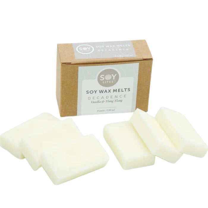 A range of natural soy based aromatherapy soy melts. SoyLites takes pride in innovating eco-authentic products that your skin will love, while engaging your mind, body and spirit. Decadence with Vanilla & Ylang Ylang comes in a pack of 6.