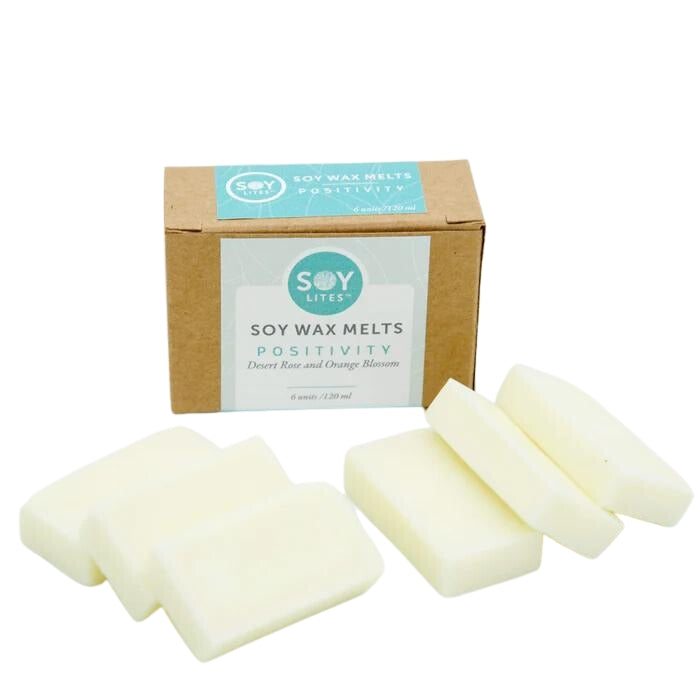 A range of natural soy based aromatherapy soy melts. SoyLites takes pride in innovating eco-authentic products that your skin will love, while engaging your mind, body and spirit. Positivity with Desert Rose & Orange Blossom comes in a pack of 6.