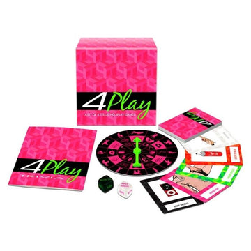 4 Play Wheel of Pleasure Game Set for Adult Couples looking to find new ways to explore Sexual Fantasies and Foreplay.