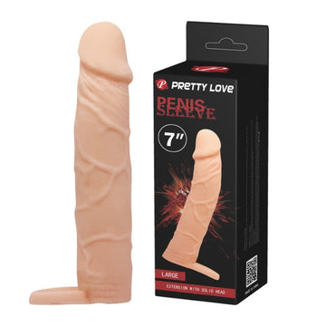 Flesh-colored 7 Inch Penis Sleeve Large with packaging from Lady Jane Adult Shop