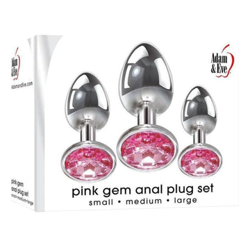 Anal play has never been a prettier sight with these gorgeous jeweled, aluminum anal plugs. This set of three anal plugs are graduated for easy anal training. Each plug is bulbous in form with a tapered tip to ensures an easy introduction, while the broad aluminum bulb fills and satisfies. Great for beginners and experienced users. Small butt plug measures 7cm long and 2.8cm wide. Medium butt plug measures 9cm long and 3.4cm wide. Large butt plug measures 9cm long and 4cm in wide.