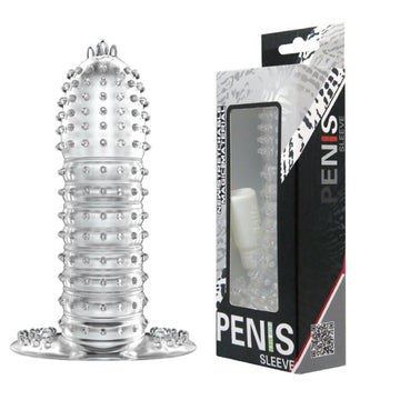 Textured transparent Baile Penis Sleeve designed for enhanced stimulation of clitoral area