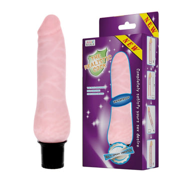 Pink Baile Straight Vibrator with realistic penis shaped head and slightly veined shaft