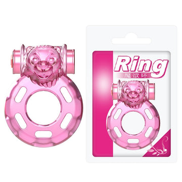Pink Lion Vibrating Cock Ring designed with a smiling animal face for enhanced pleasure