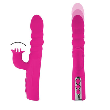 The Flex is designed with a shaft for insertion that rotates as well as an up and down motion which can be switched between 8 vibration modes. The external attachment has raised flaps to stimulate the clitoris with 5 different modes. For ladies looking for something a little different. USB recharageble, waterproof and made from a body safe silicone.