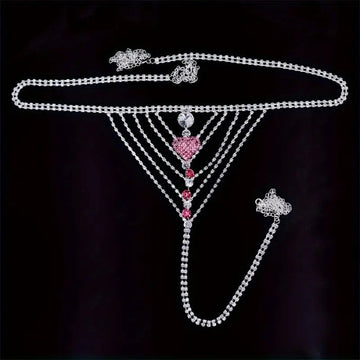 Lady Jane Adult Sex Shop | G-String with Silver Rhinestones and Pink Heart