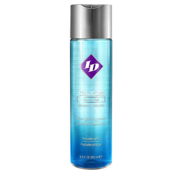 ID Glide is one of our most popular lubricants, provides you with all the moisture you could ask for in a water-based lubricant! Use it during intimate moments between you and your partner for an exceptional sensual experience. ID Glide is condom compatible. Safe to use with your adult toys and highly recommended. Non staining. FDA approved.