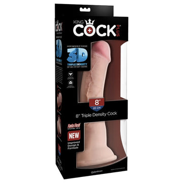 King Cock Triple Density 8 inch Dildo - Light comes witha strong suction cup base that can stick to most smmoth surfaces. It is also compatible with most o ring strap on harnesses