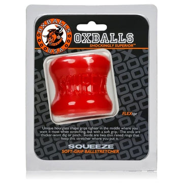 The Oxballs Ball Stretcher was designed to stretch the scrotum for a lower hanging swing. Each stretcher was designed with a squishy padding on the top and the bottom for more comfort, making sure to pull your testicles away from your body at the same time. The stretcher was designed to melt to your body like a second skin, the curved design holds you tight without strangling you. Made from FLEX-TPR.