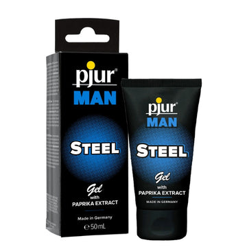 Pjur Man steel is one of kind silicone based massage gel with paprika extracts that rejuvenates and invigorates. Created to care for the most sensitive intimate areas. Compatible with latex condoms and gentle enough for everyday use.