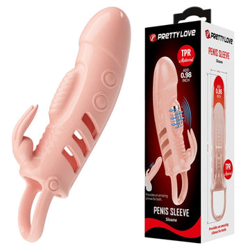 Lady Jane Adult Sex Shop | Pretty Love Penis Sleeve with Rabbit - Flesh (disposable) | Brand_Pretty Love, Category_Sex