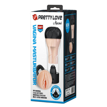 The Pretty Love Vibrating Masturbator Cup will quickly bring your solo play to new heights. Its ribbed inner sleeve and tantalising lifelike texture will stimulate your cock almost exactly like the real thing. Explore the intense vibrations as you explore. Takes 3 AAA batteries (not included).