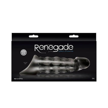 The Renegade Power Extension is a sleeve for the penis that is ribbed for extra pleasure. This product will provide you with that much needed extra girth and aid with premature ejaculation. This extension sleeve will add 5.8 cm to your manhood. The Renegade also feature a sling to make sure it stays in place. Made from high-grade TPE.