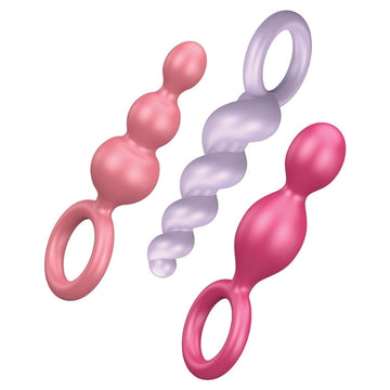 Satisfyer Booty Call Anal Plugs Set 3 Piece in pink and purple for ultimate pleasure