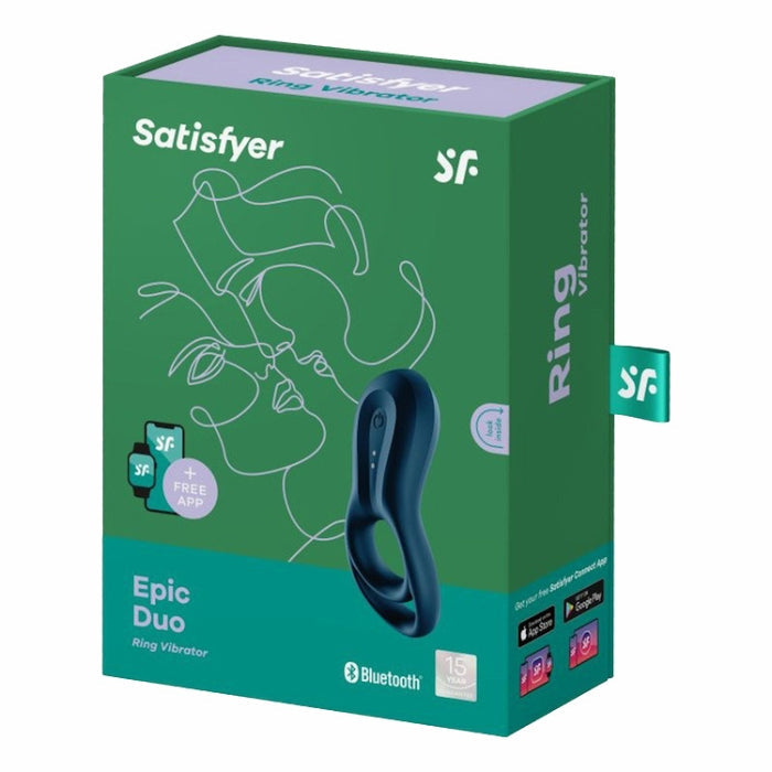 Lady Jane Adult Sex Shop | Satisfyer Epic Duo Vibrating Cock Ring - Blue