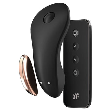 Thanks to the practical magnet, Little Secret can be fastened comfortably in your panties, discreetly stimulating the clitoris with powerful vibrations. The silicone panty vibe can be controlled via Satisfyer Connect app as well as with the included remote control.