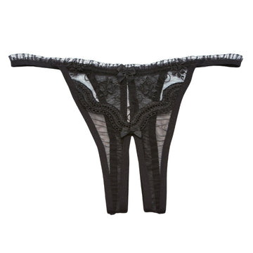 Lady Jane Adult Sex Shop | Scalloped Embroidery Open Front Panty | Category_Lingerie & Underwear, Colour_Black,