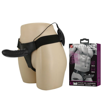 Strap-on Vibrator Marvin 6.3 Inch harness and packaging for fabulous pleasure strap-on