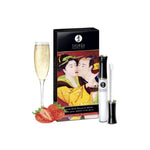 Shunga lip gloss that is applied to your lips and increases sensation for loving or erotic kisses. The warming effect will increase sensation in your intimate areas. Flavored with strawberry wine.