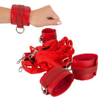 Turn your bed into a bondage playground maybe? Easily concealed buy tucking in between your base and mattress. This tear-proof, red bed shackle set is the ultimate kit for passionate bondage games.