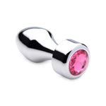 Booty Sparks Hot Pink Gem Weighted Anal Plug! The weighted base adds a comfortable and satisfying weight and has a beautiful hot pink gem stone at the back. The plug is made for temperature play – heat it up or cool it down for even more sensation.