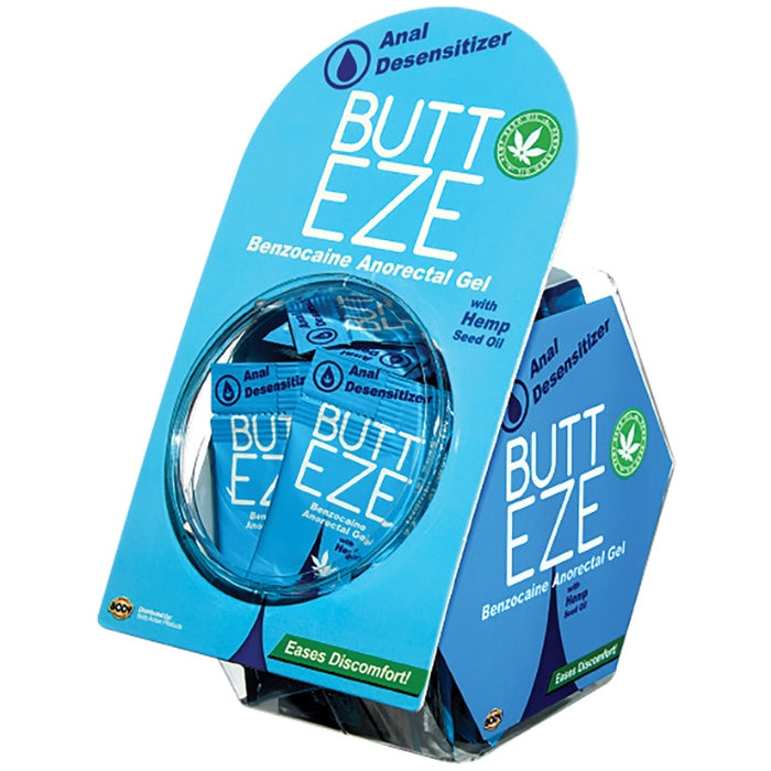 The Butt EZE is an anal desensitizer with 5% Benzocaine and water-based lubricating gel all in one, formulated to ease the discomfort for anal beginners and relief of soreness in the anal area. Its unique mild desensitizing formula makes anal play more pleasurable. Contains Hemp oil and all the added benefits of cbd with zero THC present.