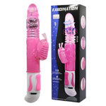 This dual-action rotating vibrator features 4 rows of spinning metallic pleasure beads and a 12 powerful vibrating butterfly clitoral stimulator. The soft, phthalate-free shaft is smooth and sleek, while beautiful diamond crystals playfully adorn the base of the shaft..