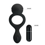 This vibrating ring s ideal to add a little something extra to your play. The stretchy material will fit around the base of your penis and balls, hugging close to the skin, trapping the blood in your penis and helping you achieve longer lasting and larger erections. The small ring is noduled for some added texture and the top of the ring features a clitoral stimulator with a vibrating bullet.