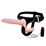 Take your penetrating play to the next level and indulge in a session with our fabulous pleasure female dual penetration strap-on. This harness is made to satisfying both your partner and yourself with its smaller dildo placed on the inner panel to stimulate the wearer and then the beaded and curved outer dildo provides gorgeous G-spot massage. Perfect for lesbian couples.