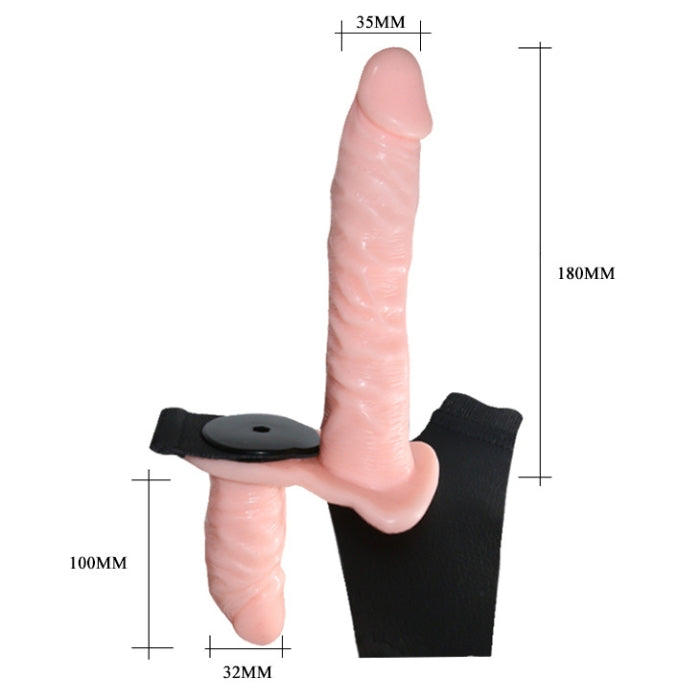 Take your penetrating play to the next level and indulge in a session with our fabulous pleasure female dual penetration strap-on. This harness is made to satisfying both your partner and yourself with its smaller dildo placed on the inner panel to stimulate the wearer and then the beaded and curved outer dildo provides gorgeous G-spot massage. Perfect for lesbian couples.