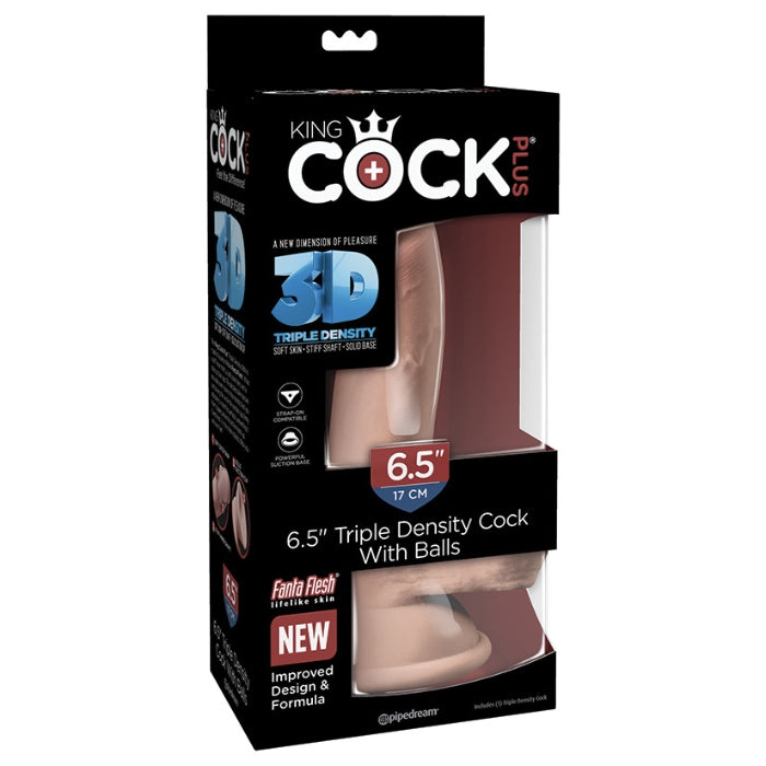 King Cock Triple Density 6.5 inch Dildo - Light has a strong suction cup that can stick to most surfaces. It is also compatible with most strapon harnesses.