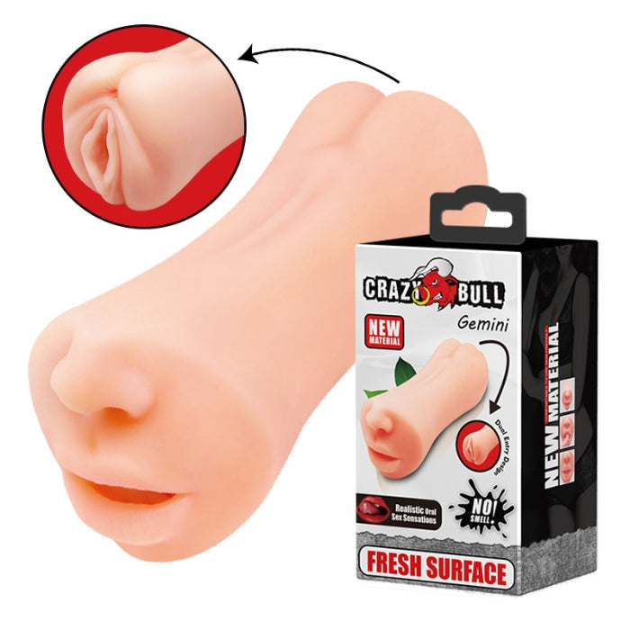 Compact, portable and realistic. This vagina and oral masturbator feels totally amazing and is small enough to go anywhere with you. This masturbator is made of new material that is powder-free, odourless and super smooth on the touch. It looks and feels just like the real thing, and offers incredible sensations whenever you desire.
