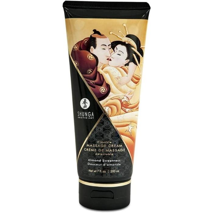 Arouse your senses to this rich and delicious Almond sweetness flavour Shunga Kissable Massage Cream. The cream is thick and smoothm, non greasy and feels gorgeous on the skin. It's incredibly touchable, kissable, lickable, and completely edible! Easy to apply and gives your skin a long lasting freshness and a delicious smell. 200ml.