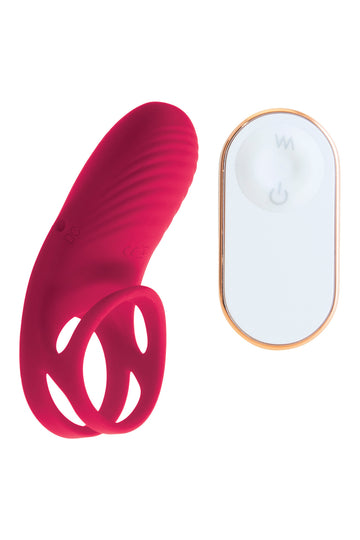 Pleasures Cock Ring Snugler with Remote Control Red