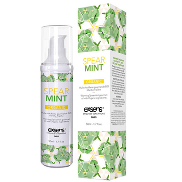 Exsens Organic Spearmint edible massage oil 50ml clear glass bottle