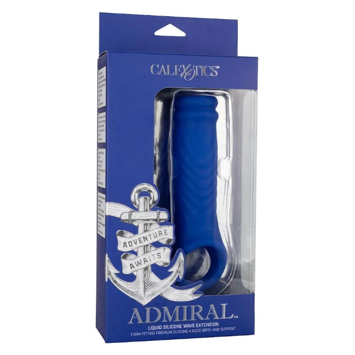 Admiral Liquid Silicone Wave Extension. The super sized enhancer wraps tight around your penis to increase girth, support, and maximize arousal. While you thrill your lover with increased girth and ribbed texture, the fulfilling enhancers powerful erection support and tight chamber. The textured chamber and built-in scrotum strap provide increase stimulation and powerful support. 2 x 4.75 x 10 inches.